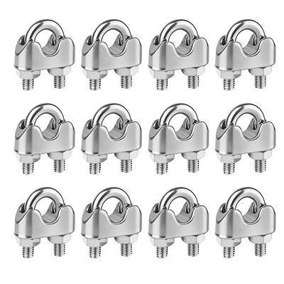 12 Pcs 1/4 inch 304 Stainless Steel Wire Rope Cable Clamp,M6 Wire Rope Clips U Bolt Saddle Fastener for Tent Ropes and Rigging Rope