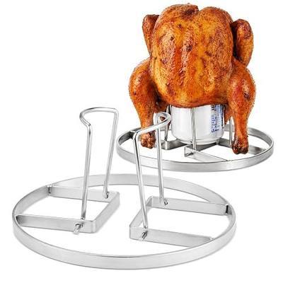 RTT 2-Pack Beer Can Chicken Holder for Grill, Smoker & Oven - Foldable Stainless Steel Vertical Chicken Roaster Stand, Heavy Duty BBQ Grilling Accessories for Whole Chicken, Dishwasher Safe