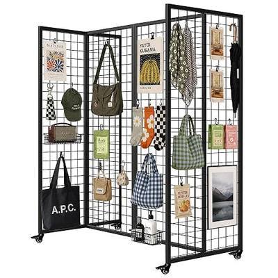 Grid Wall Panels with Wheels, 4x5.3Ft Art Show Display Panels, Black | Spacious Display Area, Art Display Stand, Oversized multi-panel design, Quick Assembly, Lockable wheels