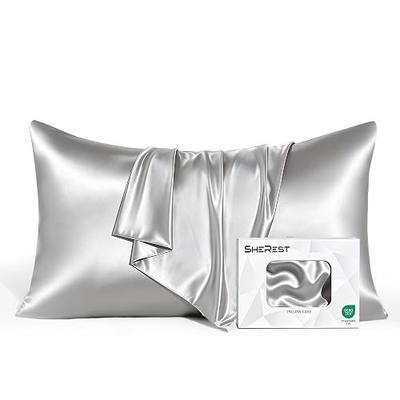 SheRest Cooling Pillowcases Standard Size - Silky & Breathable, Silk-Like Soft Satin Pillow Cover with Hidden Zipper for Hair and for Sensitive Skin, Birthday Gifts for Women Men (1pc, Gray, 20"x26")