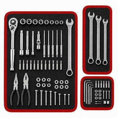 Magnetic Tool Mat Set, 3-Piece Flexible Magnetic Parts Holder with Double-Sided 40 lb Grip, PVC Non-Slip Tool Tray Pads for Screws, Bolts, Garage, Workshop and Auto Repair