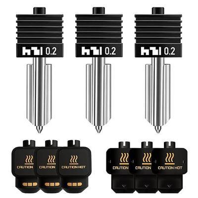 3PCS 0.2mm Hardened Steel Integrated Hotend Nozzle Compatible with Bambu Lab X2D P2S H2S H2D, All-Metal Quick Swap Print Head, High Precision Detail Printing, Includes 6 Silicone Socks