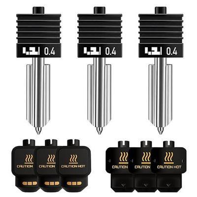 3PCS 0.4mm Hardened Steel Integrated Hotend Nozzle Compatible with Bambu Lab X2D P2S H2S H2D, All-Metal Quick Swap Print Head, High Precision Detail Printing, Includes 6 Silicone Socks