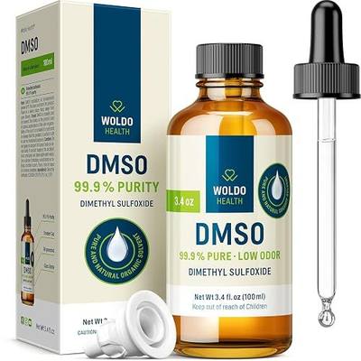 WoldoHealth DMSO 99.9% Pharmaceutical Grade Liquid - 3.38 fl. oz | Pure Dimethyl Sulfoxide Drops, FT-IR Verified Low Odor Solvent in Glass Dropper Bottle