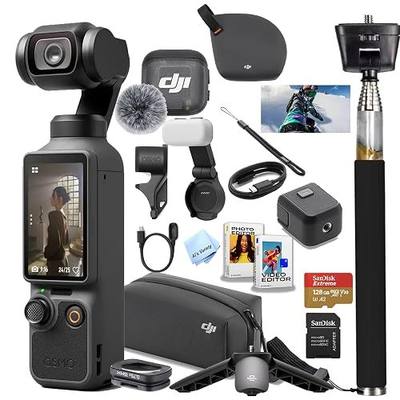 DJI Osmo Pocket 4 Creator Combo, Vlogging Cameras, 4K/240fps Vlog Camera, 3-Axis Stabilization, Active Track 7.0, Mic + Fill Light Included + 128GB Memory, + Selfie Stick + More