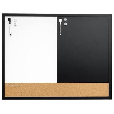 Flipside Products 3-in-1 Magnetic Dry Erase Board, Magnetic Chalkboard & Cork Bar Combo, 24” x 36” Large Framed Organizer for Home, Office & Classroom, Includes Markers, Magnets & Push Pins