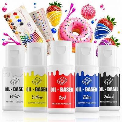 Oil-Based Food Coloring for Chocolate - 5 Colors Edible Food Dye Set with Color Mixing Chart, 5*20ML(0.68 Fl. Oz) Flavorless Edible Food Color Vibrant Neon Icing Colors for Candy Melts, Baking, Fondant, Icing, and Cake Decorating