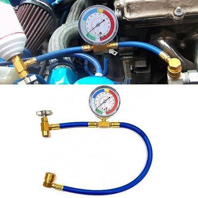 R134A Car AC Refrigerant Charge Hose Kit, Air Conditioning Charge Hose with Gauge & 1/2 Dispensing Valve, Vehicle Refrigerant Recharge Measuring Accessories (19Inch+250PSI)