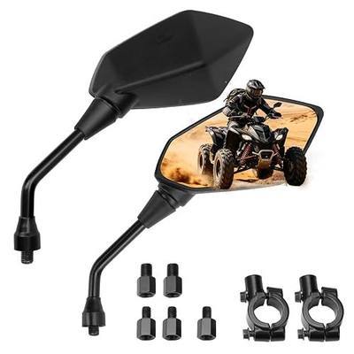 Motorcycle Rear View Mirrors With M8 M10 Bolts, 7/8" 22mm Handlebar Clamps | Universal 360° Adjustable ATV Mirrors For Scooter Dirt Bike Cruiser Snowmobile Street Bike Wide Angle HD Side Mirrors