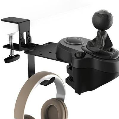 Racing Sim Shifter Desk Mount with Headphone Holder Compatible with Logitech G Driving Force Shifter, Thrustmaster TH8S TH8A Shifter for PC, PlayStation 5, Playstation 4, Xbox-Series X|S, Xbox-One
