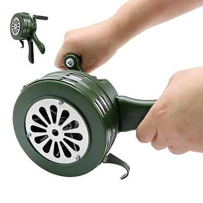 Hand Crank Siren Horn,110 DB Loud Portable Handheld Air Raid Siren,Manual Emergency Alarm with Foldable Handle for Home,Self Protection,Green