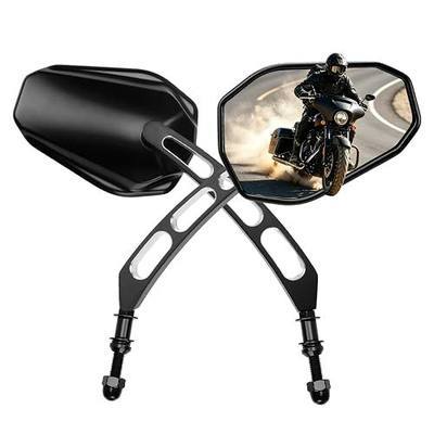 Motorcycle Mirrors For Handlebars Aluminum Harley Rear View Mirrors Black | Motorcycle Mirrors Compatible With Harley Sportster Dyna Softail Road King Street Glide Road Glide Electra Glide Vrod Ultra