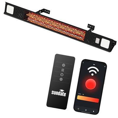 Wall-Mounted Electric Patio Heater with Light Ceiling Outdoor, Wifi Control, 1500W Infrared 9 Heat Levels, 24H Timers, 1s Heating Carbon Fiber Tube Wall Heater for Backyard, Garage