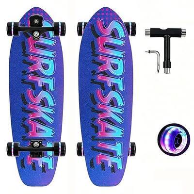 Surf Skateboards 30" x 9.5" Youth Surfskate Cruiser Surf-Like for Beginners Double Kick Deck Girls or Boys Kids Complete Skateboard