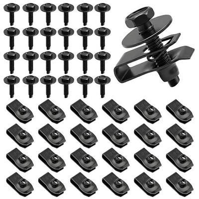 50Pcs M6-1.0 Automotive Body Bolts & U-Nut Clips Kit | Universal Carbon Steel Nuts with 10mm Hex Head Screws, Fender Liner Screw for Engine Splash Shield Underbody Cover