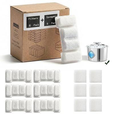12 Packs Replacement Filters for LUMOVET 2.8L Cat Water Fountain | 6 Pack Filters + 6 Pack Sponges 4 Months Set