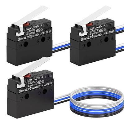 IP67 Waterproof Micro Switch, UL Recognized Component 3Pin Pre-Wired | High Sensitivity Straight Lever Limit Switch, 5A 125/250VAC 4A 30VDC 1/4HP, for CNC, 3D Printers, Automotive