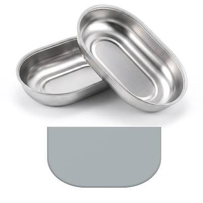Stainless Steel Bowl and Mat Set for Automatic Microchip Cat Pet Feeder, Sealing Ring Design for Keeping Food Fresh and Reducing Odor, Easy to Clean, SUS 304, Includes 2 Bowls and 1 Mat