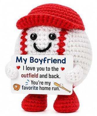 Gifts for Boyfriend Birthday Anniversary - Sweetest Day Christmas | Funny Handmade Crochet Baseball, National Boyfriend Day for Boyfriend Bf Him Men Man Fiance, Romantic I Love You Gift