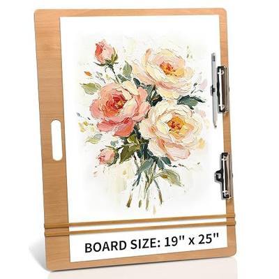 19"x25" Drawing Board with Dry-Erase Surface - Portable Art Board for Painting, Sketch, Classroom, Artist Supplies for Adults, Teens, Outdoor Drafting(Wood Grain)