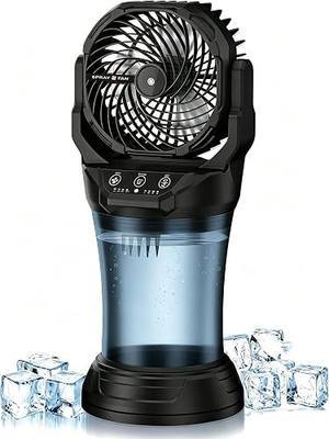Misting Fan Portable, 27600mAh Battery Powered Fan, 2L Portable Mister Fan with 4 Wind Speeds, Timer Function, RGB Ambient Light, 120° Auto Oscillation & Grip Handle for Camping Beach Patio( Black)