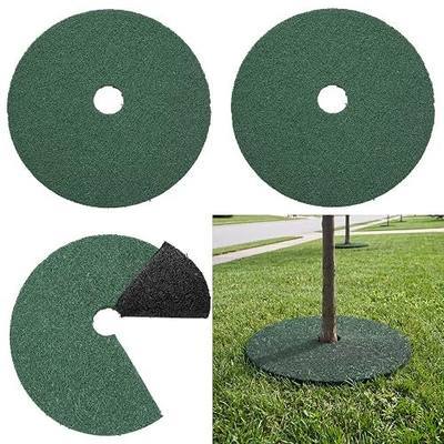 Peryiter 3 Pcs Double Side Rubber Mulch Tree Ring Heavy Duty Rubber Mulch Mat Tree Protector Weed Barrier Mats Reversible Round Root Ring for Prevent Weed Grass Animal Dig(20 Inch,Green and Black)