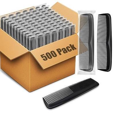 NICEMOVIC Pocket Combs Bulk for Men 500 Pack, Homeless Supplies Bulk, Mens Hair Beard Barber Disposable Wide Fine Tooth Travel Plastic Small Mini Comb Set Individually Wrapped for Shelter (Black)
