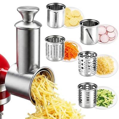 Stainless Steel Slicer Shredder Attachment for KitchenAid Stand Mixer | 5 in 1 Potato Slicer, Carrot Shredder, Meat Grinder, Cheese Grater Accessories for Kitchenaid, Dishwasher Safe