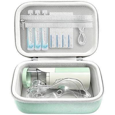 Carrying Case Compatible with Portable Handheld Inhaler Nebulizer Machine | Asthma Inhaler/ Handheld Mesh Atomizer Machine Hard Travel Bag, Mesh Pocket Fits Cable, Light Green (Case Only)