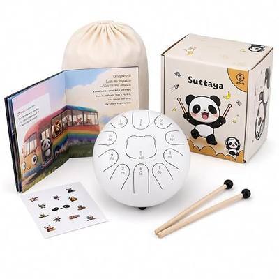 Rain Drum for Outside, Steel Tongue Drum for Kids, 6-Inch 11 Notes Musical Gift for Children and Hobbyists - Bedtime Story and Drum with Mallets & Stickers by Suttaya