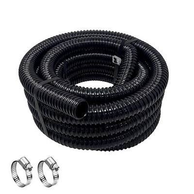 Pond Tubing 1 Inch x 20FT, Flexible Corrugated Pond Pump Hose, Koi | UV resistant, 1.5mm thick PVC, kink-proof, stainless steel clamps, waterfall, garden, fountain, irrigation