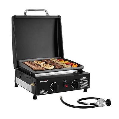 Royal Gourmet PD1502H Portable 2-Burner Gas Griddle with Hood, Black | 211 Sq. In. Cooking Area, 17,000 BTU Total Output | Stainless Steel Burners | Ideal for Backyard, Patio and Outdoor Cooking