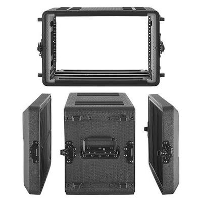 VEVOR 6U Rack Case, 12 in Depth, Rackmount Flight Case Shallow Rack with Microphone Compartment, Polyethylene Construction, Recessed Latches, Easy Installation, for Amplifier, 8.7 in Internal Depth