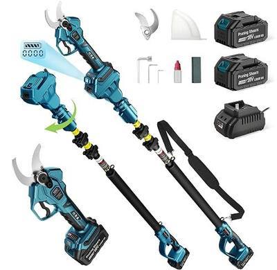 2-in-1 Electric Pruning Shears Cordless, 1.6" Cutting Diameter, Pole Pruner with 12.8Ft Reach Extension Pole, 2×4.0Ah Battery Powered Electric Pruner for Tree Flower Trimming