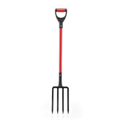 Heavy Duty Garden Fork, 4-Tine Digging Fork with Ergonomic Fiberglass Handle, Pitch Fork, 44 Inch Spading Fork for Compost, Mulch, Hay & Soil