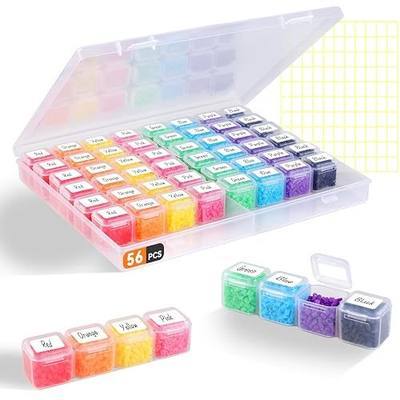 Rolett 56 Grids Bead Storage Containers with 110Pcs Label Stickers | Small Bead Organizer Box, Multi Purpose Diamond Art Painting Storage Containers for DIY Craft & Jewelry Supplies