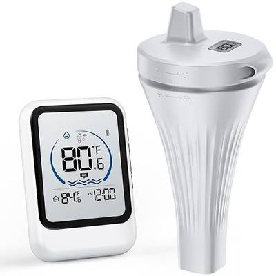 Wireless Pool Thermometer with Indoor Monitor, IP68 Waterproof | Floating Digital Pool Temperature Thermometer, Easy-Read Display with Max/Min Record for Pool, Bath, Hot Tub & Spa