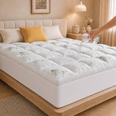Mattress Topper Queen - Viscose Derived from Bamboo Cooling Pillow Top Mattress Pad Air Layer - Soft Waterproof Bed Protector with 6-18 inch Stretchable Pockets (White, Queen)