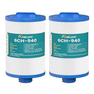 6CH-940 Spa Filter Replaces PWW50P3, FC-0359, 03FIL1400, 25252, 2-Pack | Compatible with 378902, HTF0245RT, 817-0050 Waterway Front Access Skimmer, Screw in 1 1/2" Coarse Thread Hot Tub Filter