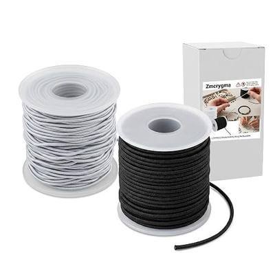 1.5mm Black White Nylon Elastic Beading Cord, 110 Yards Stretch String | 2 Rolls Stretchy Beading String Perfect for Beading, Bracelets, Necklaces, Wind Chimes and Handmade DIY Jewelry Crafting