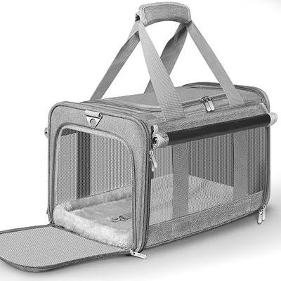 Soft Sided Cat Carrier for Anxious Pets with Privacy Roller Blinds | TSA Airline Approved Dog Carrier for Small Medium Cats Dogs up to 18 lbs, Foldable Pet Travel Bag with Side Storage Pocket
