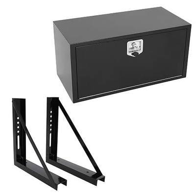 36-Inch Steel Truck Bed Tool Box with Mounting Brackets Kit, Underbody Box Heavy-Duty Storage with Lockable T-Handle,6.4 Cu. Ft Capacity Waterproof Cargo Organizer for Pickups-Black-36 x18 x18
