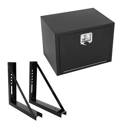 24-Inch Steel Truck Bed Tool Box with Mounting Brackets Kit, Underbody Box Heavy-Duty Storage with Lockable T-Handle,4.3 Cu. Ft Capacity Waterproof Cargo Organizer for Pickups-Black-24 x18 x18