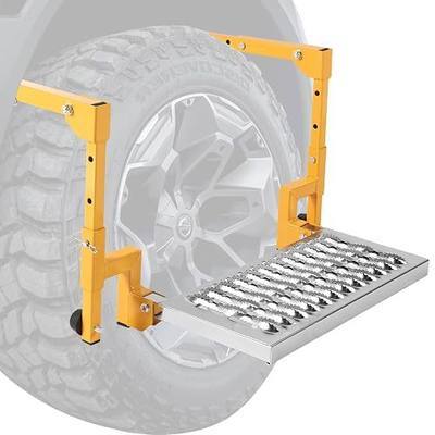 Heavy Duty Folding Tire Step for Truck Upgraded, SUV and RV Adjustable Folding Heavy Duty Wheel Step, 11.2”-14.4” Fits Tire Step ,Compatible with Truck Steps for Pickup Trucks(Yellow)