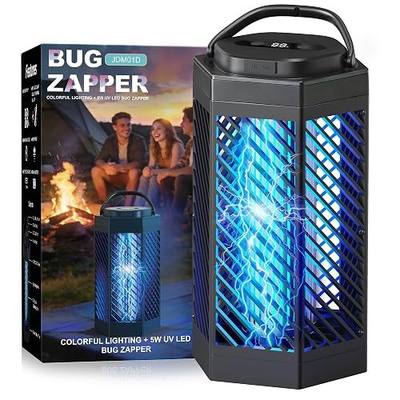 Rechargeable Bug Zapper Outdoor Indoor, 8000mAh Electric Mosquito Zapper with LED Night Light, 2 in 1 Portable & Cordless Bug Zapper Outdoor Waterproof, Wireless Hanging Fly Zapper for Camping Patio
