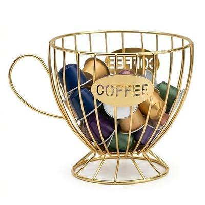 Coffee Pod Holder, Coffee Basket For Small Space Storage Solution, Gold