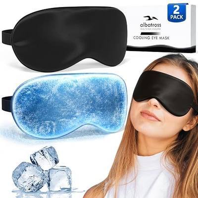 2 Pack Cooling Eye Mask for Migraine Relief, Gel Ice Eye Mask for Puffy Eyes, Dark Circles, Eye Fatigue & Stress – Reusable Cold Compress Weighted Sleep Mask for Men & Women (Black & Black)