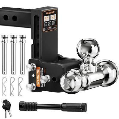 Fastgo Trailer Hitches - Fits 2" Receiver, Adjustable Trailer Hitch Ball Mount, Tri Ball (1-7/8" x 2" x 2-5/16") Drop Hitch, Tow Hitch, Truck Hitch, Anti-Theft, 5" Drop/Rise, 12,500GTW