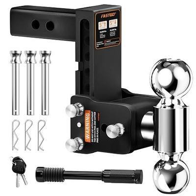 Fastgo Trailer Hitches - Fits 2.5" Receiver, Adjustable Trailer Hitch Ball Mount, Dual Ball (2" x 2-5/16") Tow Hitch, Drop Hitch, Truck Hitch, Anti-Theft, 5" Drop/Rise, 18500GTW