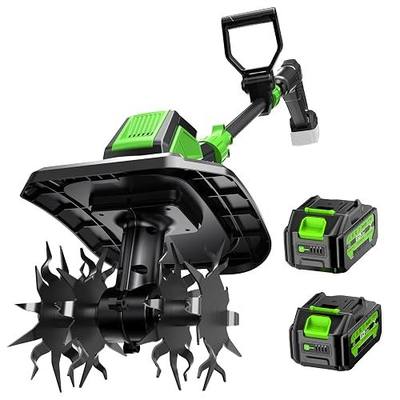 Etoolab Cordless Tiller Cultivator, 20V Electric Garden Rototiller with 2×4.0Ah Batteries & Charger, 360RPM, 9-Inch Tilling Width & 6.6-Inch Depth for Lawn, Gardening & Soil Cultivation